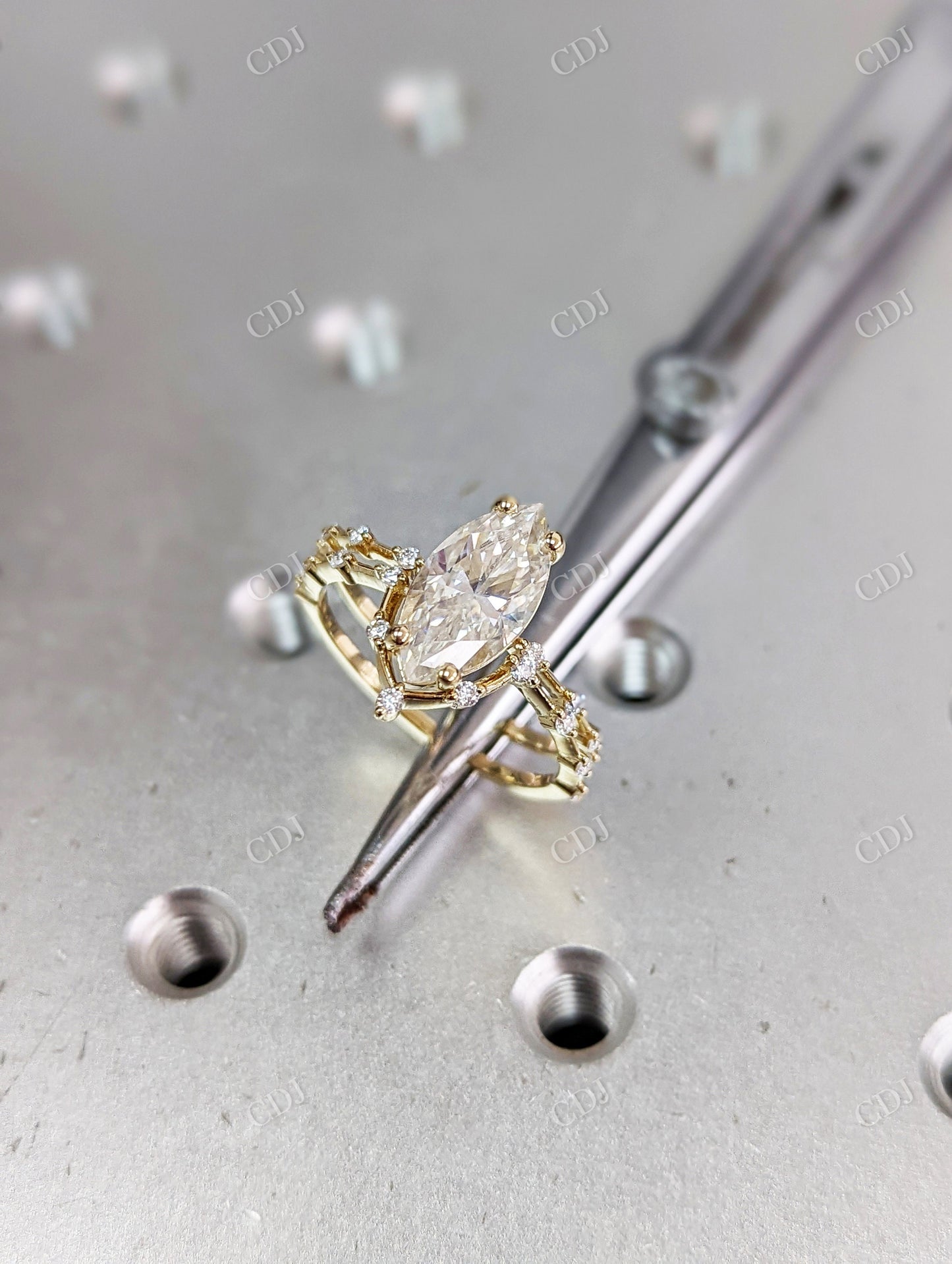 2.10CTW Marquise Cut Moissanite Engagement Ring