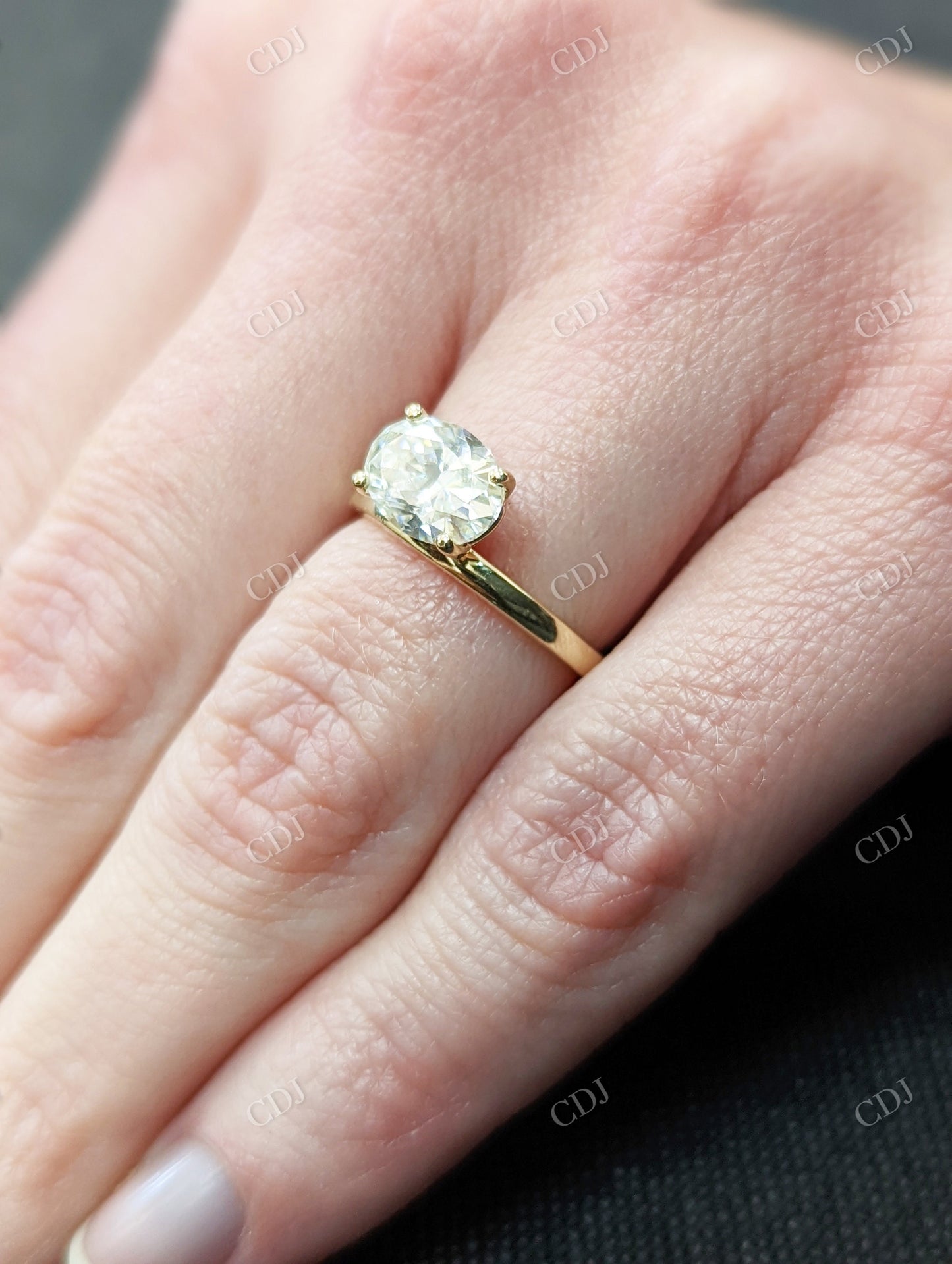 1.50CTW East West Oval Cut Moissanite Ring