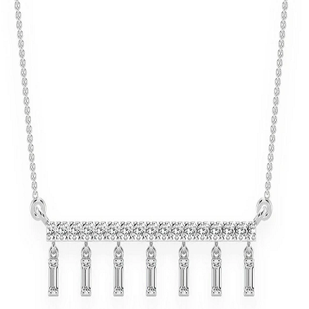 0.45CTW Baguette Diamond Bar Necklace  customdiamjewel   
