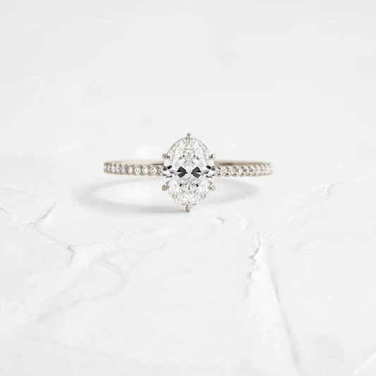 Oval Cut Moissanite Pav Diamond Wedding Ring  customdiamjewel 10KT White Gold VVS-EF
