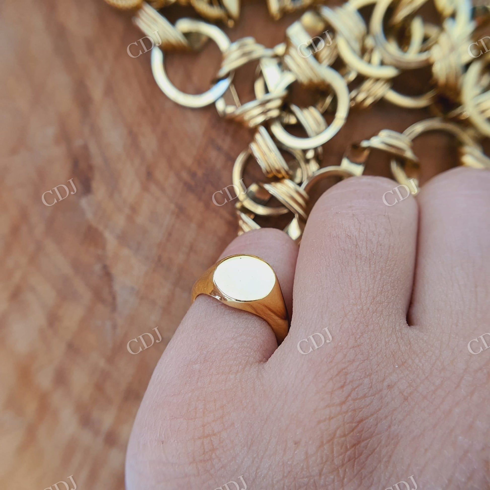 Signet Solid Yellow Gold Engagement Ring  customdiamjewel   