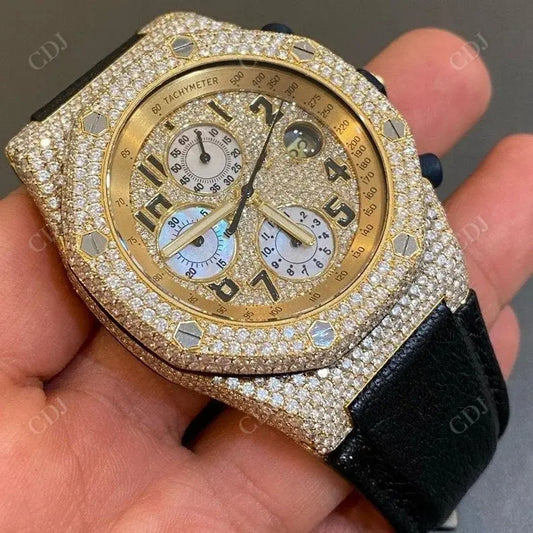 High Quality Fully Iced Out Moissanite AP Watch customdiamjewel