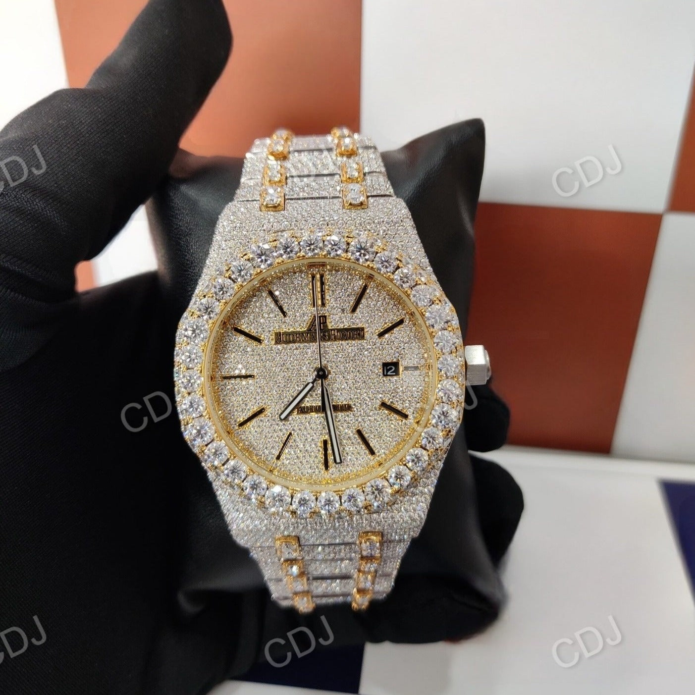 GRA Certified Iced Out AP Watch customdiamjewel