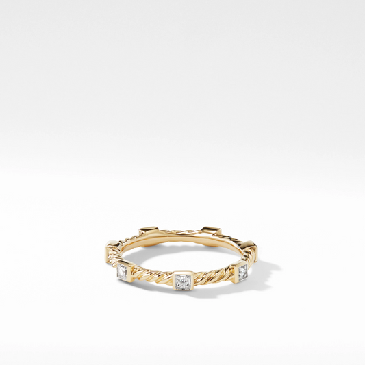 Round Lab Grown Diamond Rope Stackable Wedding Band  customdiamjewel 10KT Yellow Gold VVS-EF