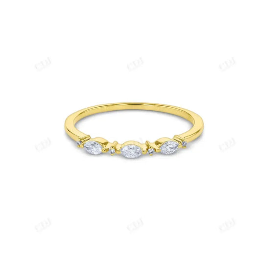 0.16CTW Round And Marquise Cut Lab Grown Diamond Wedding Band  customdiamjewel 10KT Yellow Gold VVS-EF