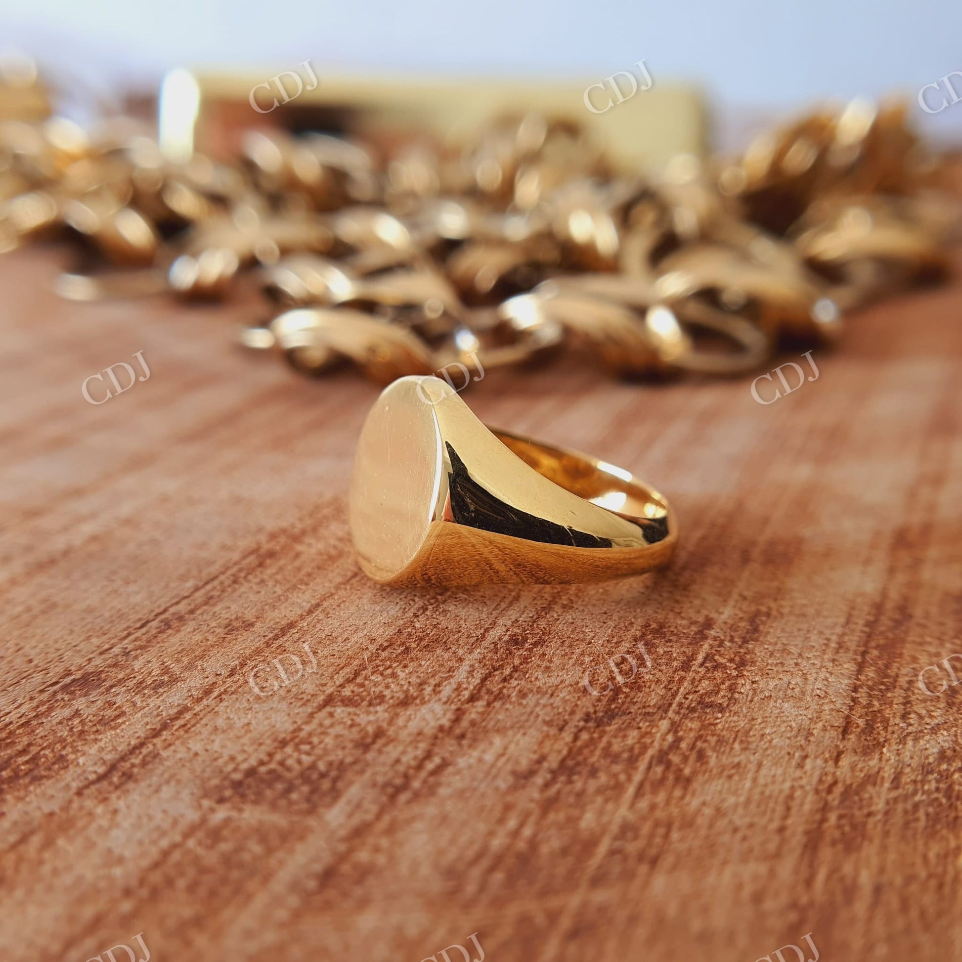 Signet Solid Yellow Gold Engagement Ring  customdiamjewel   