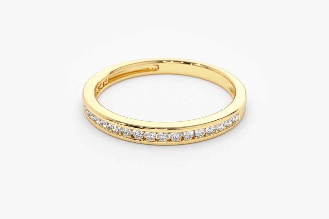 0.32CTW Natural Diamond Channel Setting Thin Wedding Band  customdiamjewel   