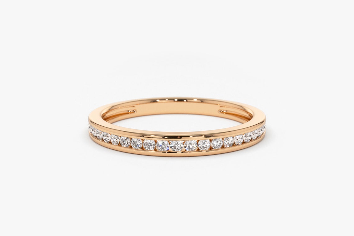 0.32CTW Natural Diamond Channel Setting Thin Wedding Band  customdiamjewel 10KT Rose Gold VVS-EF
