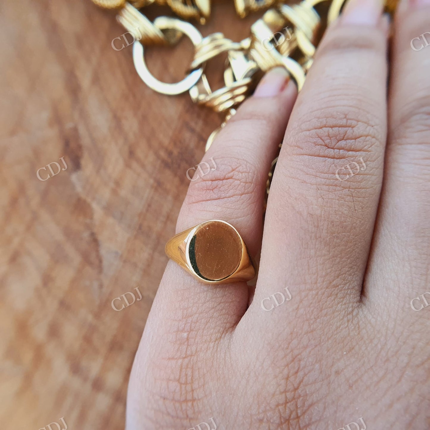 Signet Solid Yellow Gold Engagement Ring  customdiamjewel   