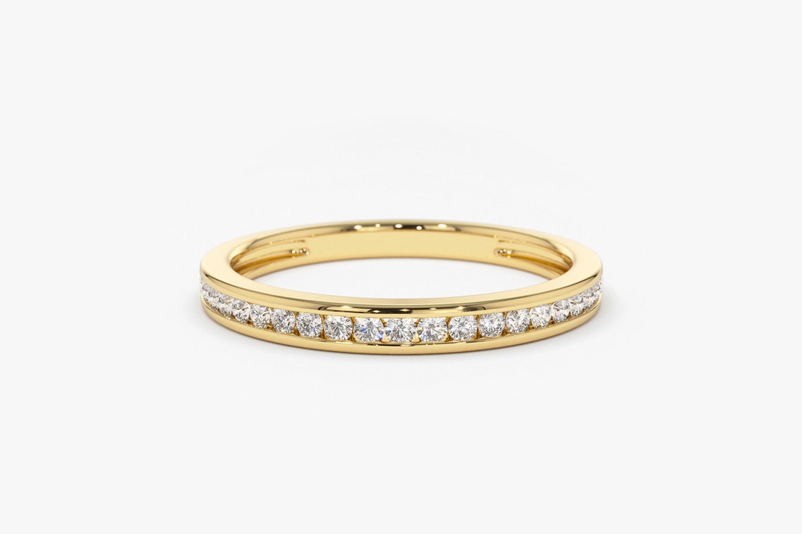 0.32CTW Natural Diamond Channel Setting Thin Wedding Band  customdiamjewel 10KT Yellow Gold VVS-EF