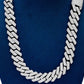 White Diamond Silver Miami Cuban Chain Necklace  customdiamjewel   