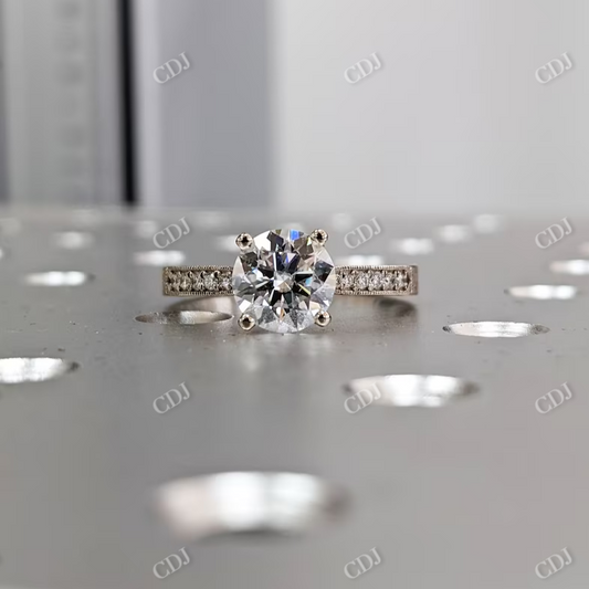 1.5CT Round Cut Vintage Moissanite Engagement Ring  customdiamjewel 10KT Yellow Gold VVS-EF