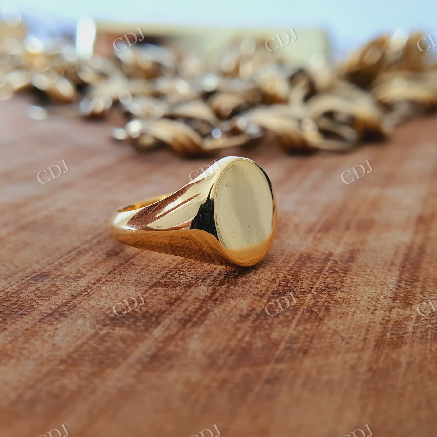 Signet Solid Yellow Gold Engagement Ring  customdiamjewel   
