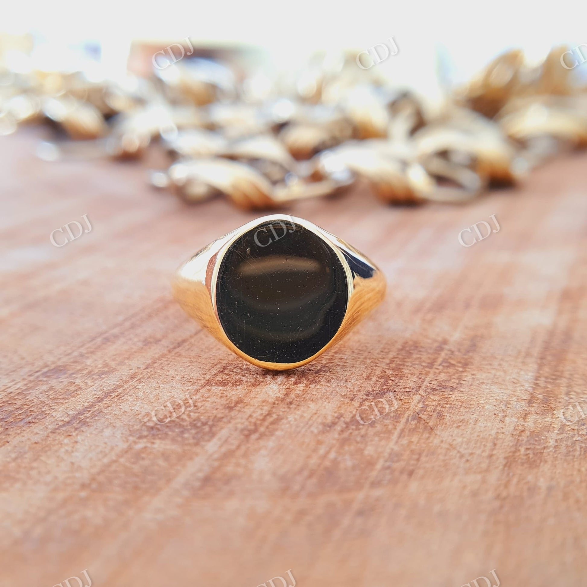 Signet Solid Yellow Gold Engagement Ring  customdiamjewel   