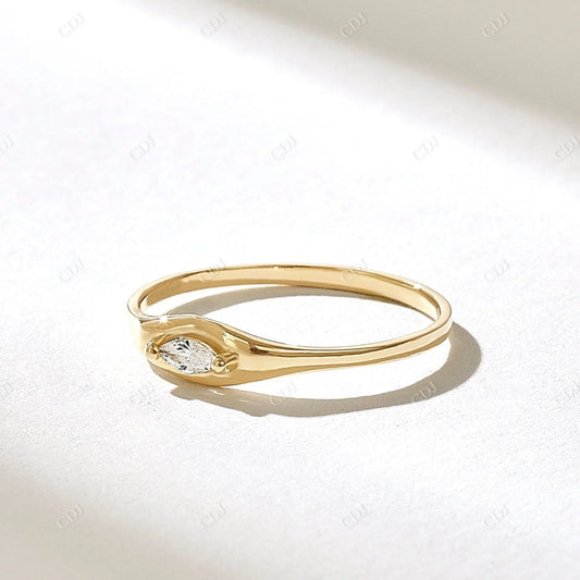 0.06CTW Marquise Lab Grown Diamond Signet Ring  customdiamjewel 10KT Yellow Gold VVS-EF