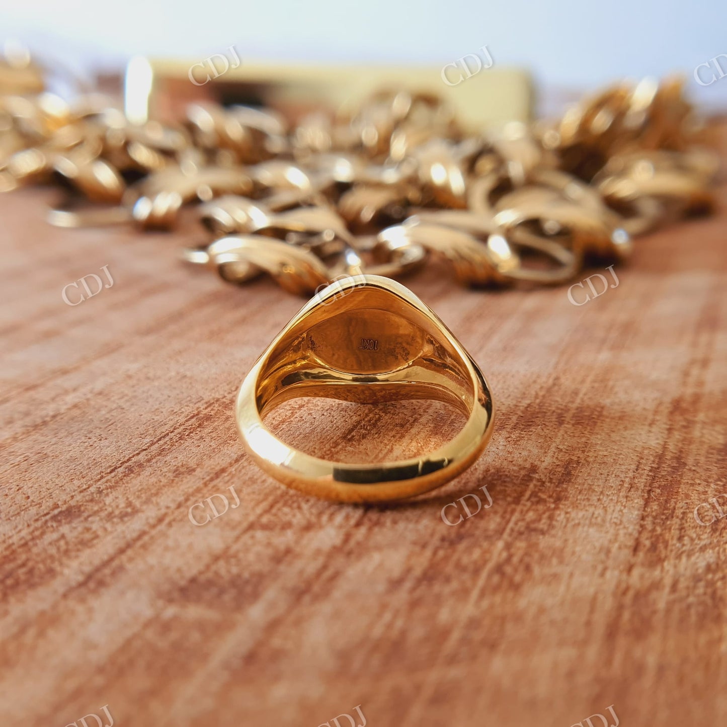 Signet Solid Yellow Gold Engagement Ring  customdiamjewel   