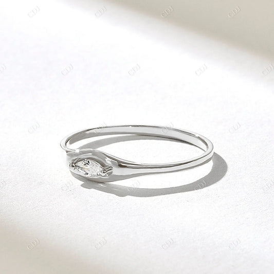 0.06CTW Marquise Lab Grown Diamond Signet Ring  customdiamjewel 10KT White Gold VVS-EF