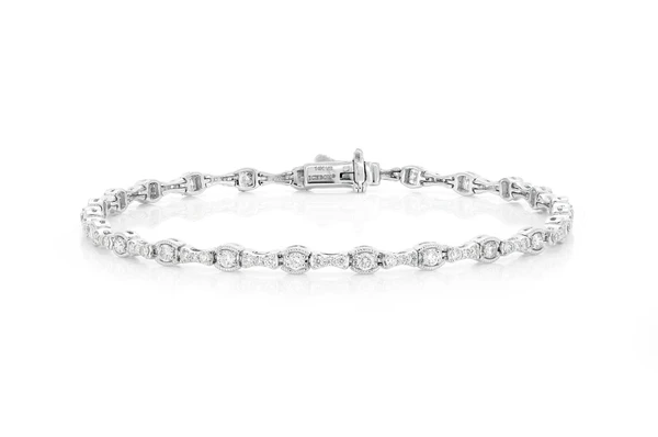 Moissanite Diamond Oval Milgrain Link Bracelet  customdiamjewel   