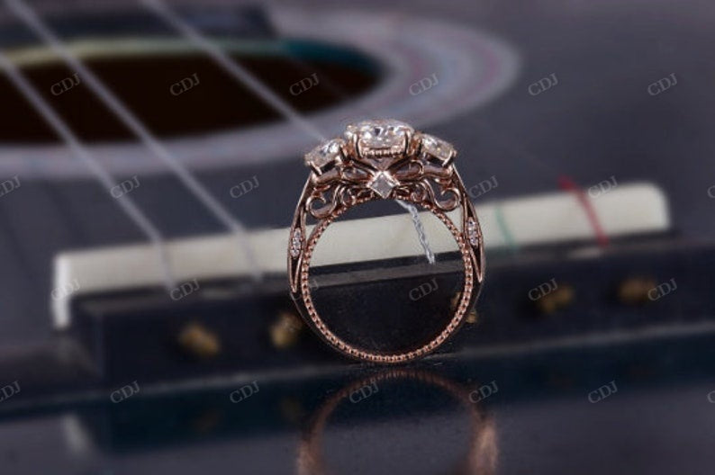 White Gold Semi Mount Ring And Side Diamond Round Cut Colorless Moissanite Ring  customdiamjewel   