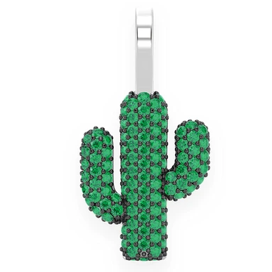 0.40CTW Unique Green Cactus Pendant  customdiamjewel   