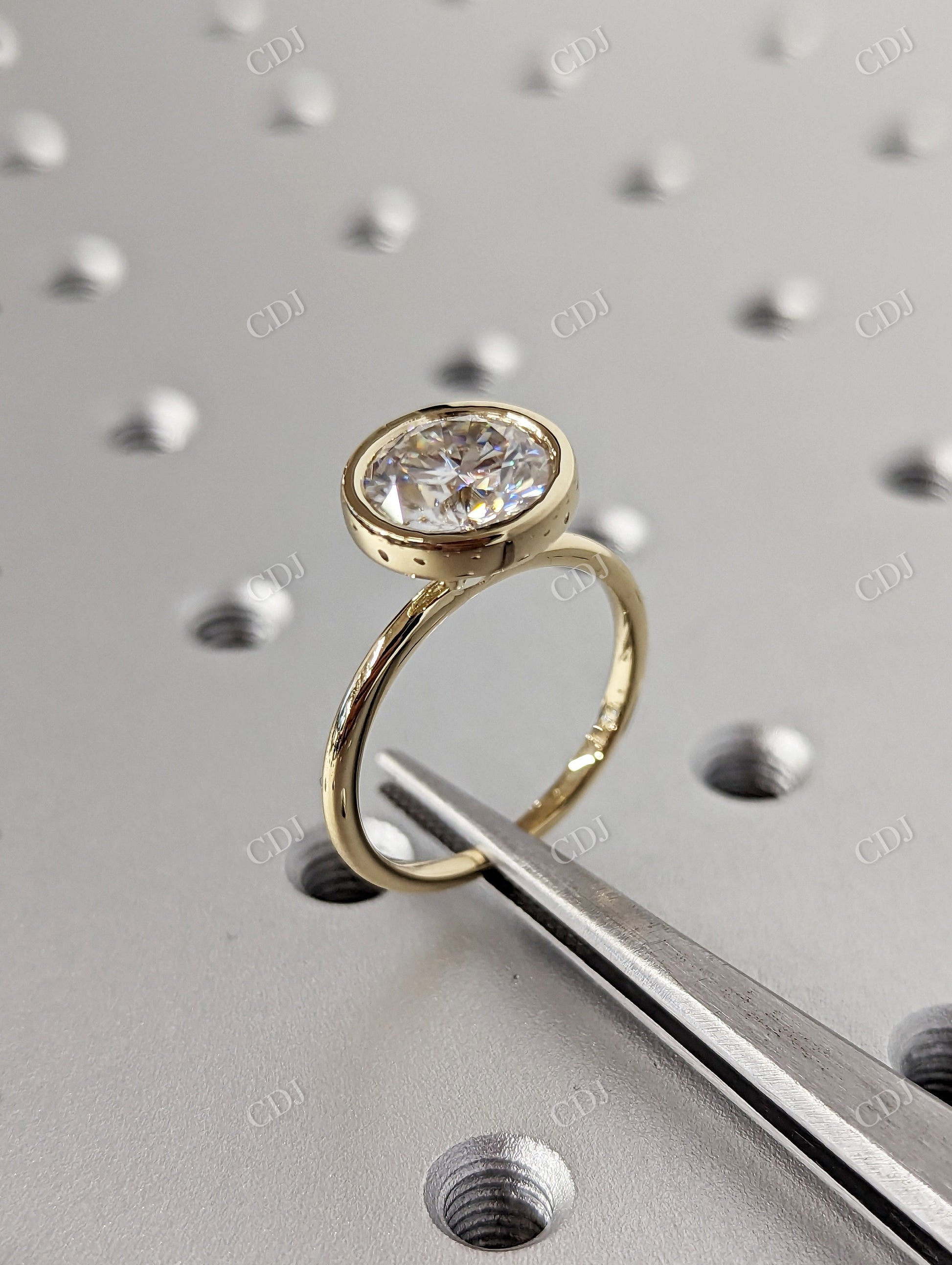 3.00CT Round Bezel Moissanite Engagement Ring  customdiamjewel   