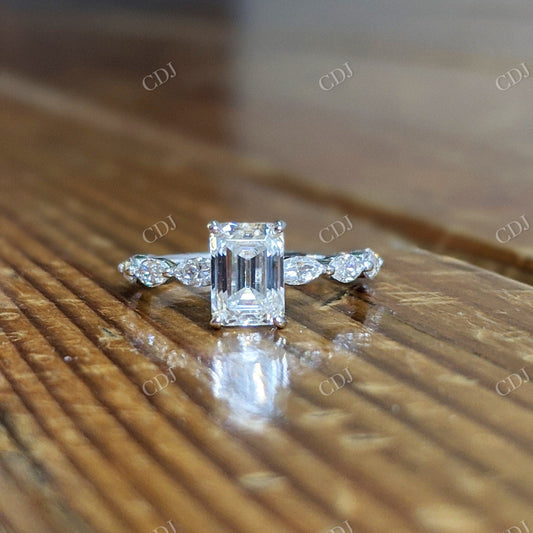 1.80CTW Emerald Cut Moissanite Engagement Ring  customdiamjewel 10KT White Gold VVS-EF