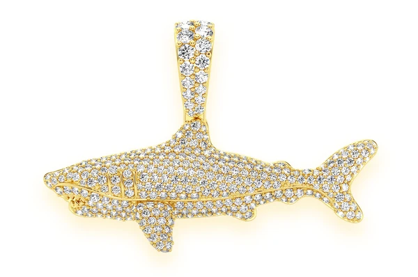 1.75CTW Cluster Diamond Shark Hip Hop Pendant  customdiamjewel   
