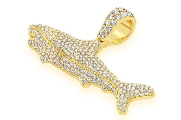 1.75CTW Cluster Diamond Shark Hip Hop Pendant  customdiamjewel   