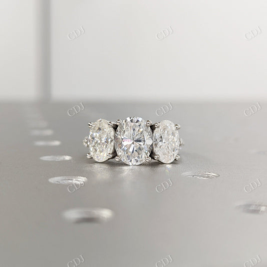 4.50CTW Oval Cut Three Stone Moissanite Engagement Ring  customdiamjewel 10KT White Gold VVS-EF
