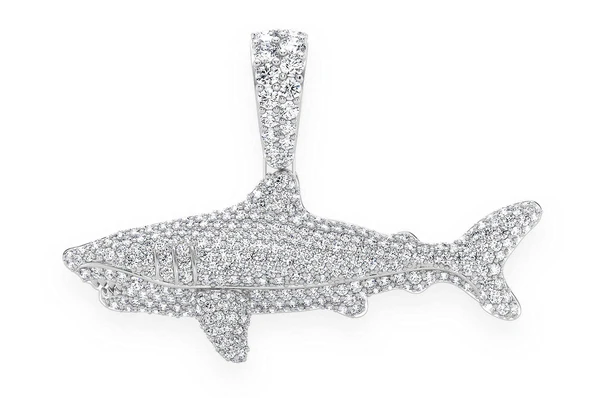 1.75CTW Cluster Diamond Shark Hip Hop Pendant  customdiamjewel   