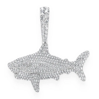 1.75CTW Cluster Diamond Shark Hip Hop Pendant  customdiamjewel   
