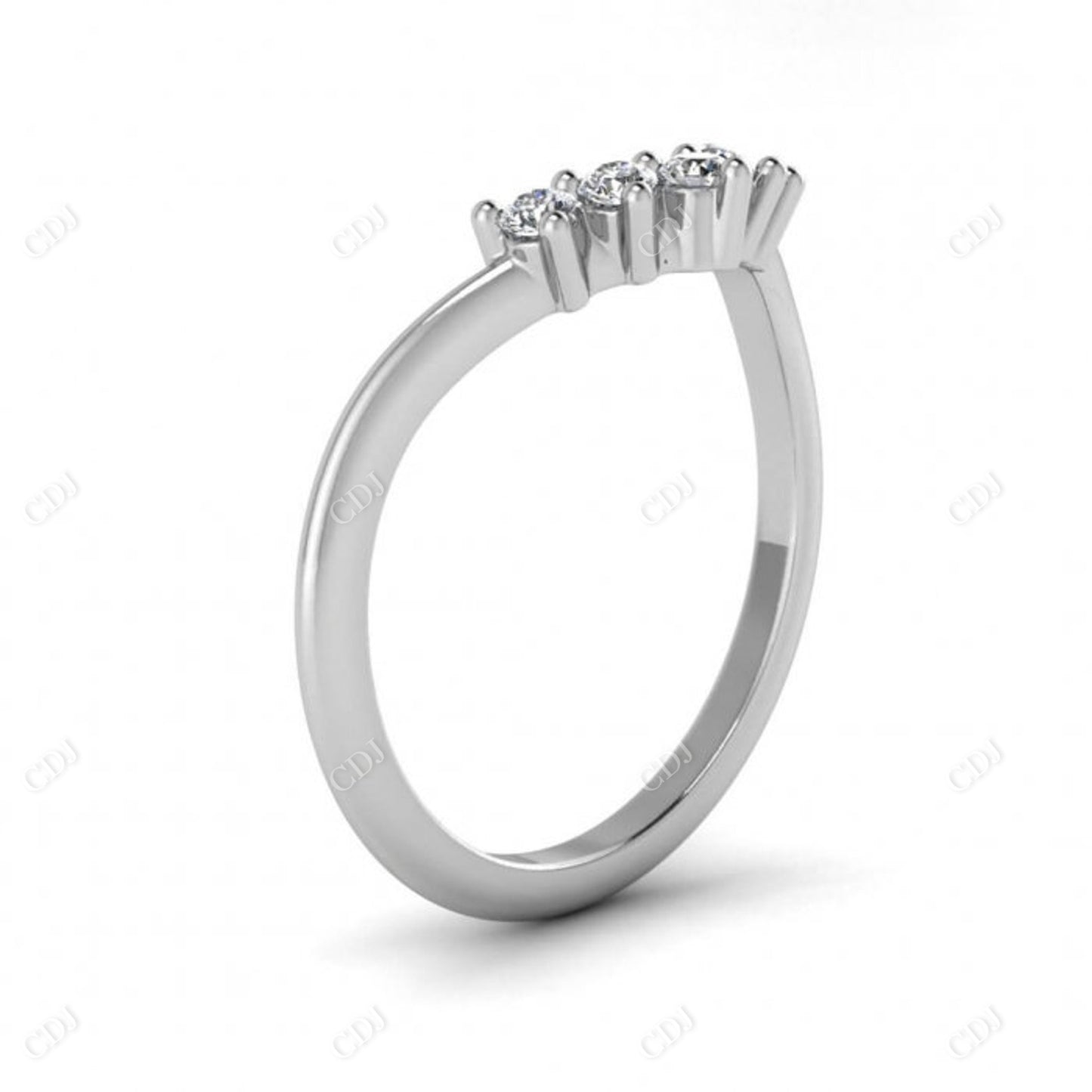 0.15CTW Round Lab Grown Curved Wedding Band