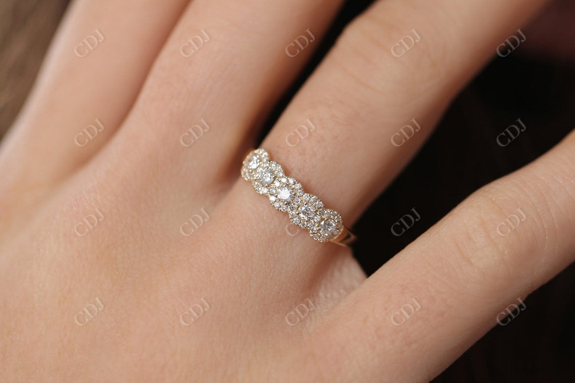 0.52CTW Round Halo Lab Grown Diamond Wedding Band  customdiamjewel   