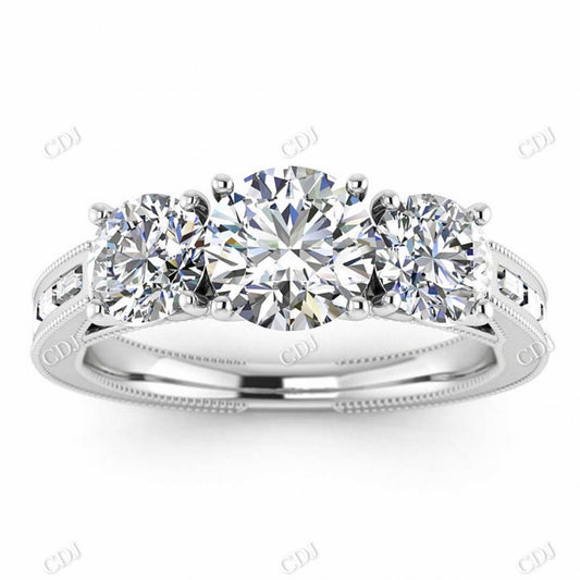 14K White Gold Multi Stone Moissanite Baguette Micro Pave Ring  customdiamjewel 10KT White Gold VVS-EF