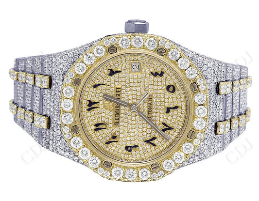 Two Tone Yellow White Audemars Piguet Lab Diamond Wrist Watch customdiamjewel
