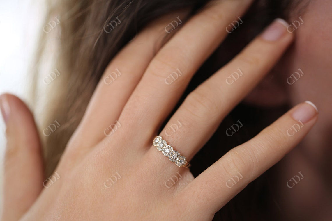 0.52CTW Round Halo Lab Grown Diamond Wedding Band  customdiamjewel   