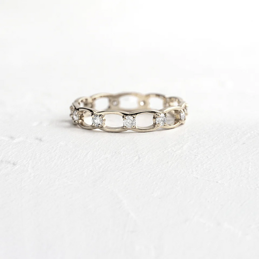 Linked Eternity Natural Diamond Wedding Band  customdiamjewel 10KT White Gold VVS-EF