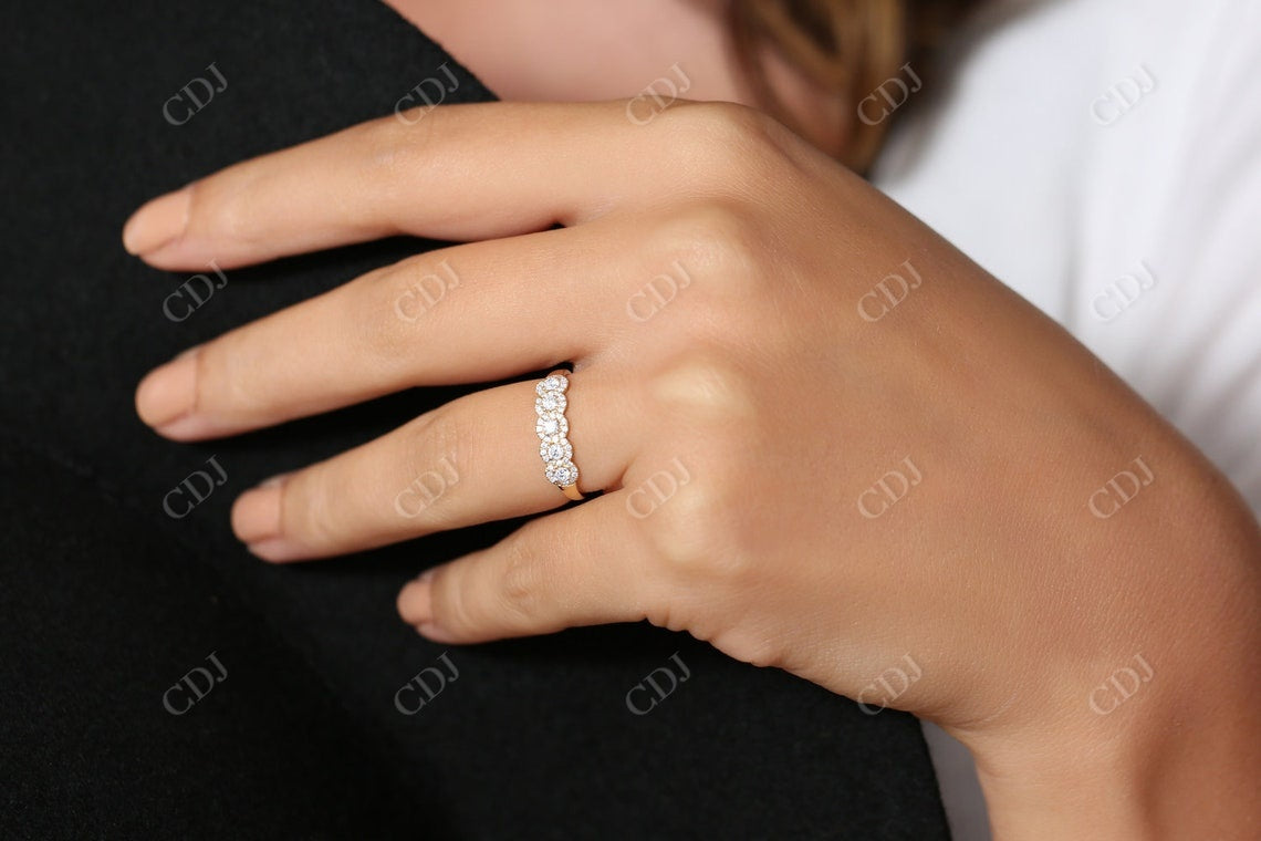 0.52CTW Round Halo Lab Grown Diamond Wedding Band  customdiamjewel   
