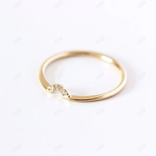 0.015CTW Round Diamond Curved Wedding Band  customdiamjewel 10KT Yellow Gold VVS-EF
