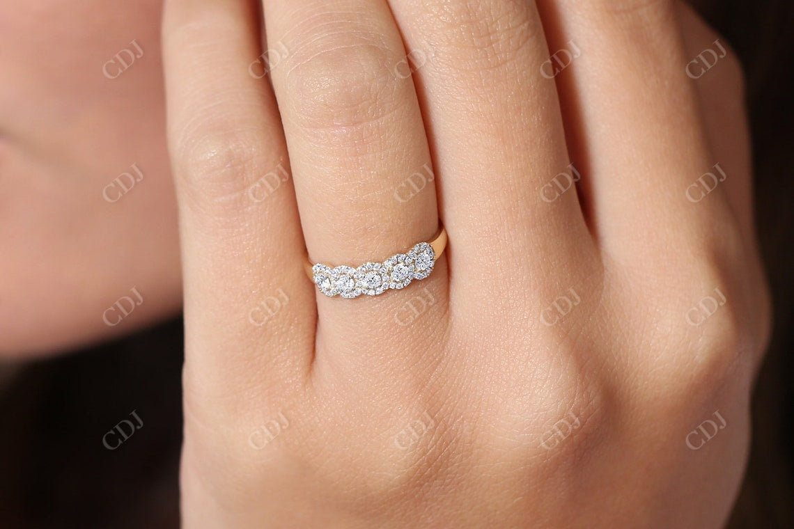 0.52CTW Round Halo Lab Grown Diamond Wedding Band  customdiamjewel   
