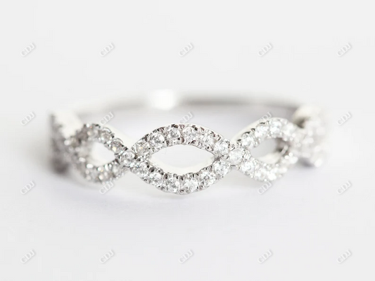Round Natural Diamond Half Eternity Twisted Wedding Band  customdiamjewel 10KT White Gold VVS-EF