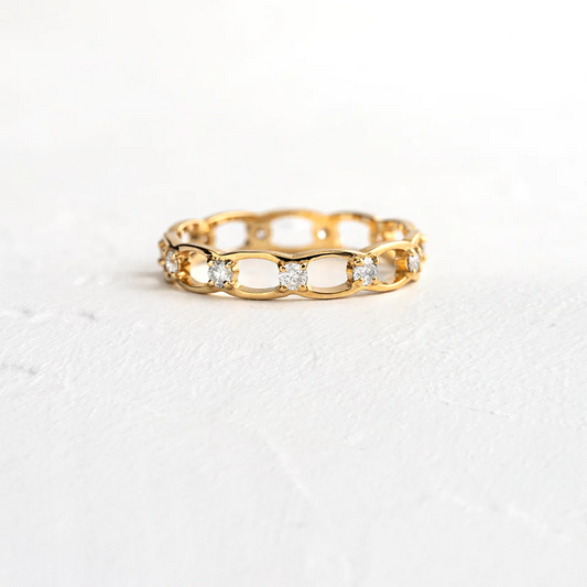 Linked Eternity Natural Diamond Wedding Band  customdiamjewel 10KT Yellow Gold VVS-EF