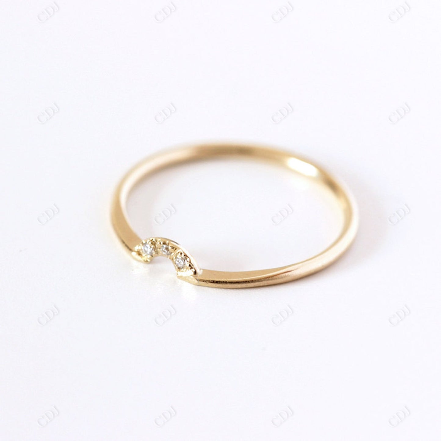 0.015ctw Three Stone Lab Grown Diamond Wedding Band  customdiamjewel 10KT Yellow Gold VVS-EF