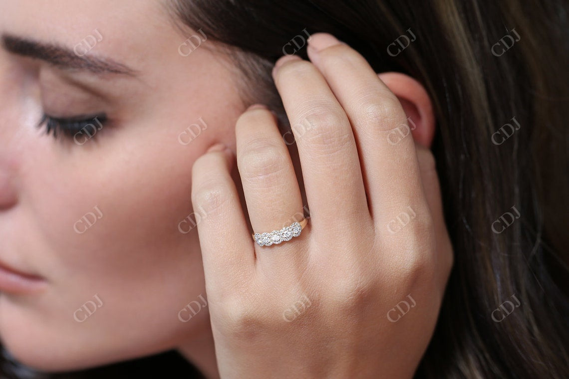 0.52CTW Round Halo Lab Grown Diamond Wedding Band  customdiamjewel   