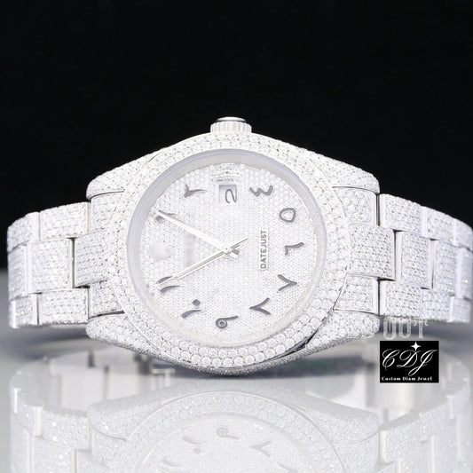 Hip Hop Luxury Iced Out Natural Diamond Rolex Wrist Watch customdiamjewel
