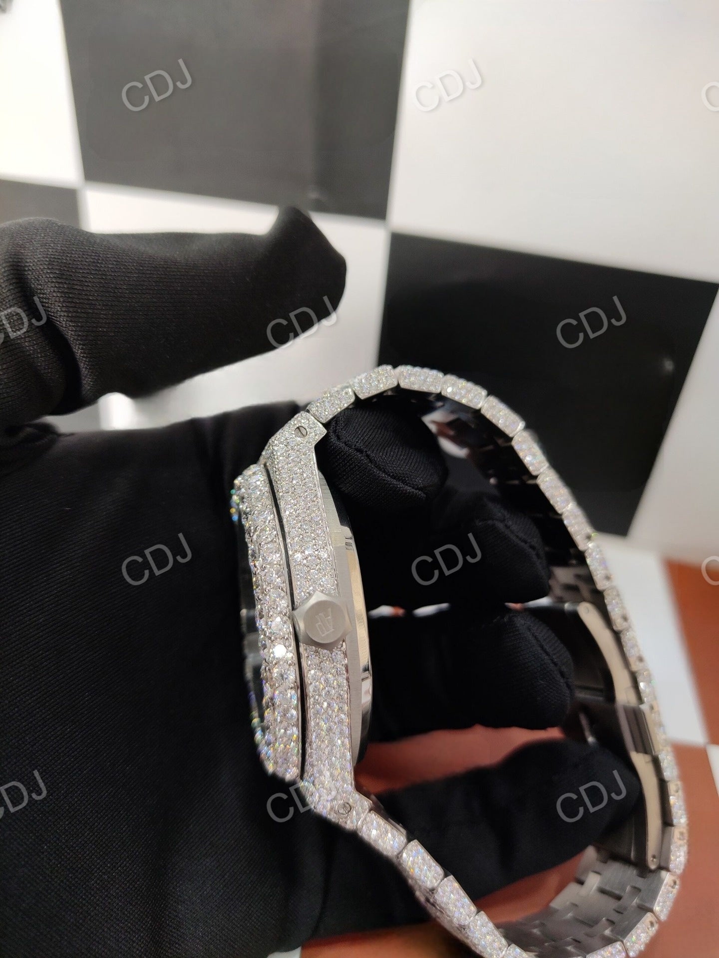 Stainless Steel Audemars Piguet Moissanite Diamond Watch customdiamjewel