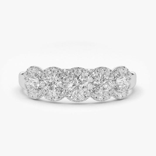 0.52CTW Natural Diamond Micro Pave Five Stone Women's Band  customdiamjewel 10KT White Gold VVS-EF