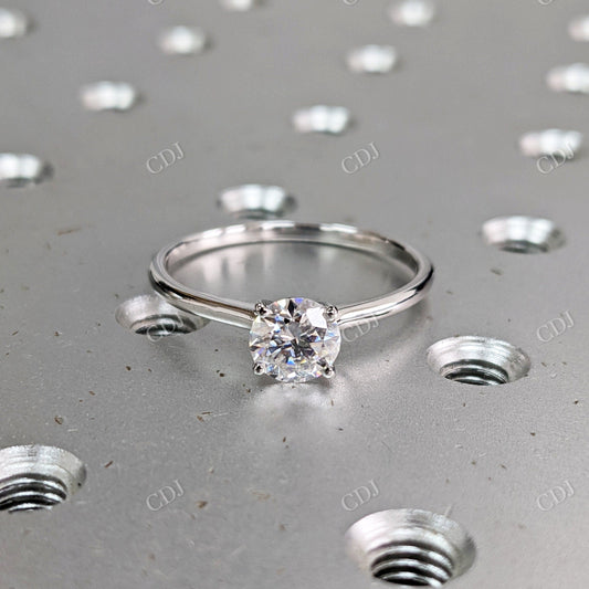 1.00CTW Dainty Round Moissanite Engagement Ring  customdiamjewel 10KT White Gold VVS-EF