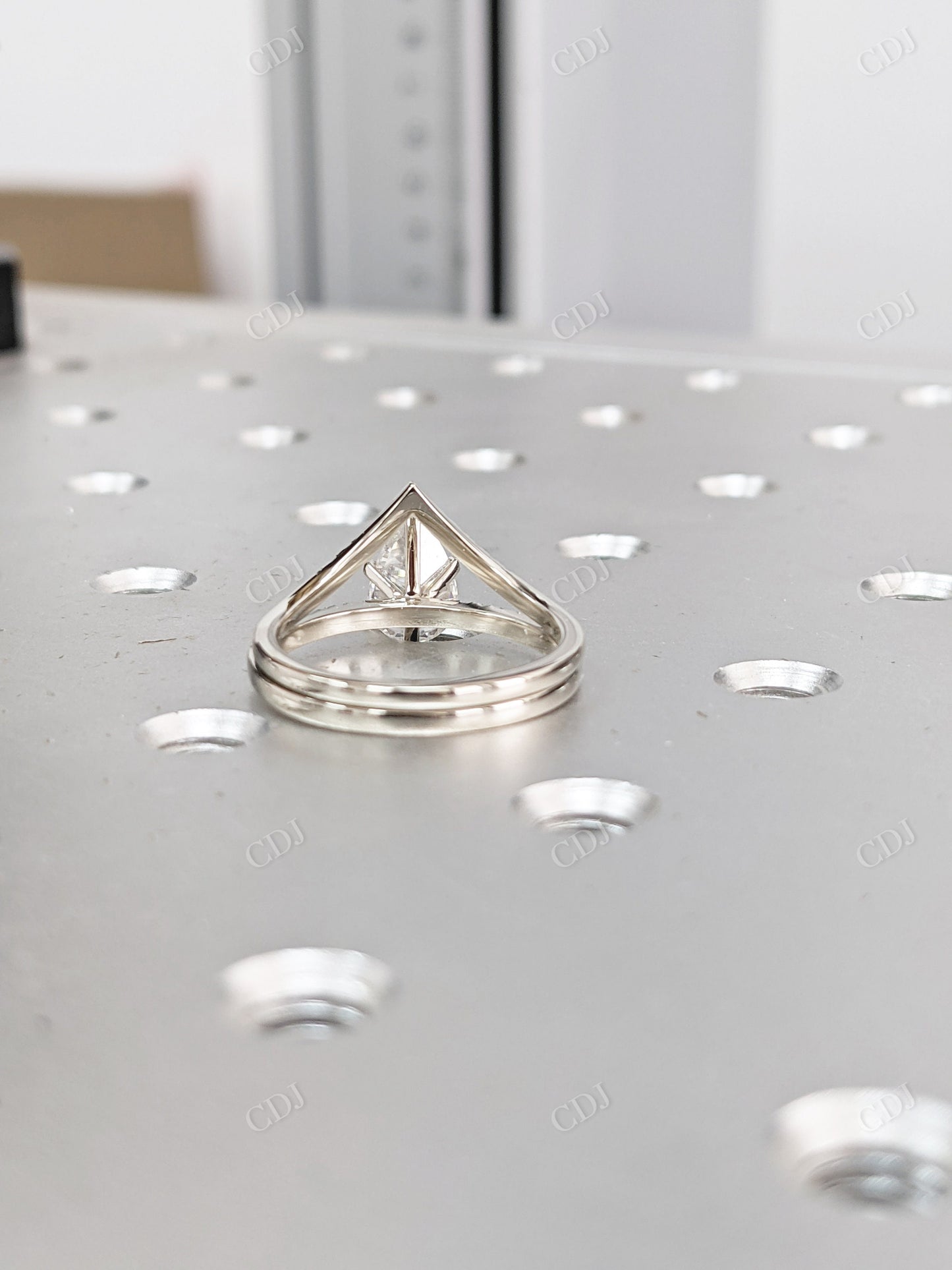 1.73CTW Pear Cut Moissanite Engagement Bridal Ring Set  customdiamjewel   