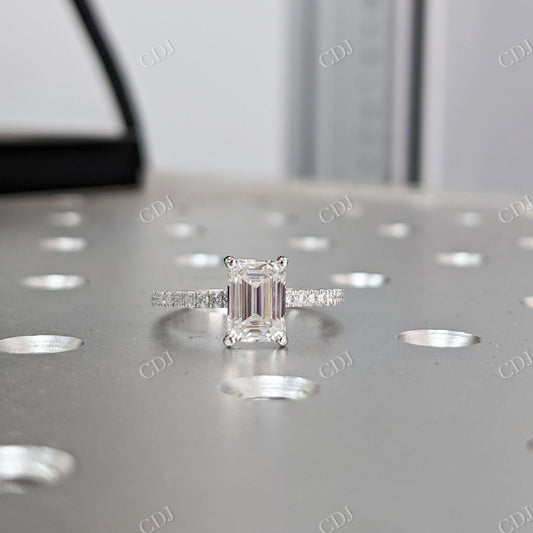 1.15CTW Emerald Cut Moissanite Engagement Ring  customdiamjewel 10KT White Gold VVS-EF